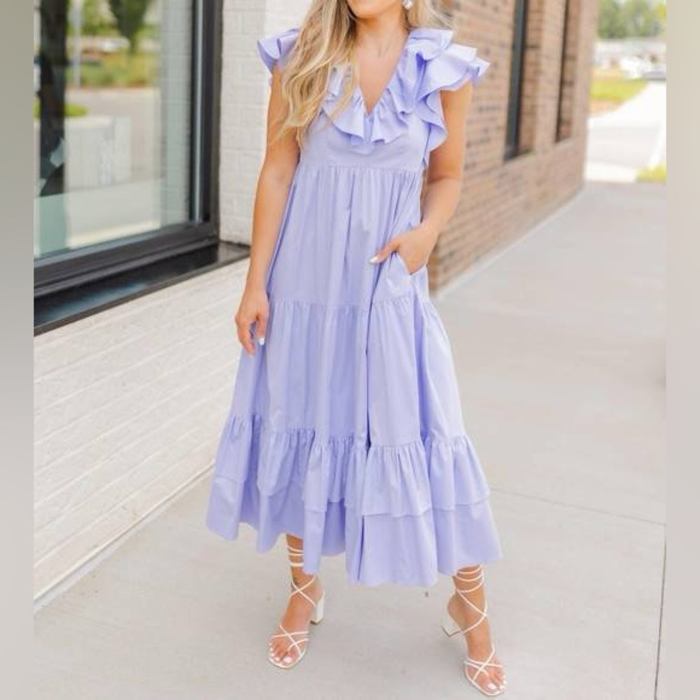 CROSBY BY MOLLIE BURCH Cotton Willow Dress in Serene Blue Lilac Size XXS - Picture 4 of 10